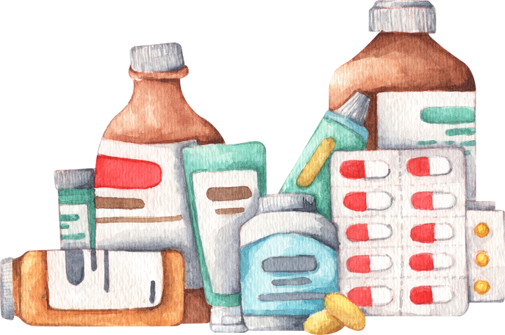 Watercolor Medicines Illustration