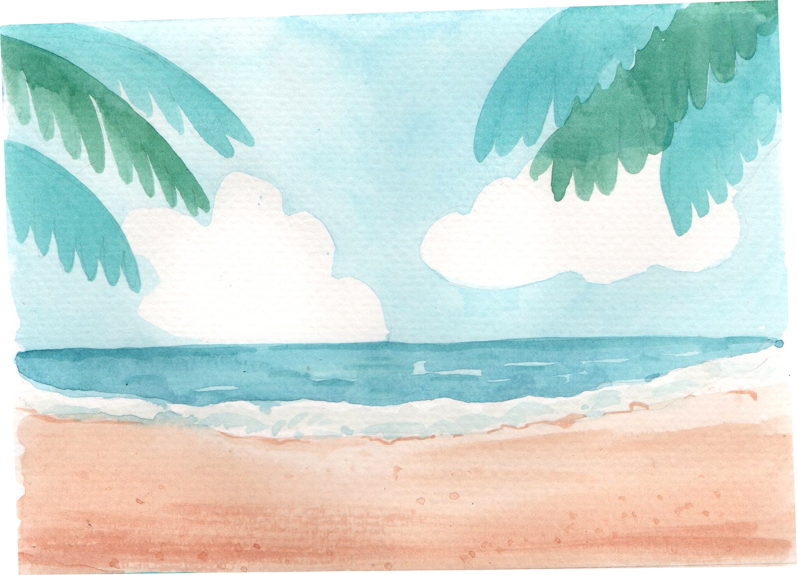 Watercolor Illustration of Beach