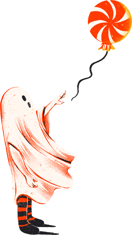 Halloween Ghost Girl Losing her Candy Balloon